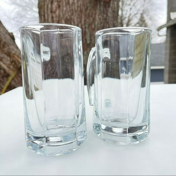 Set of Two Heavy Duty Beer Clear Glass‎ Mug - Picture 3 of 8